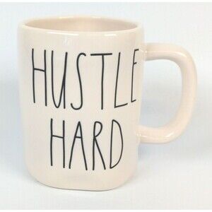 Rae Dunn by Magenta HUSTLE HARD Ceramic LL Coffee Mug Artisan Collection
